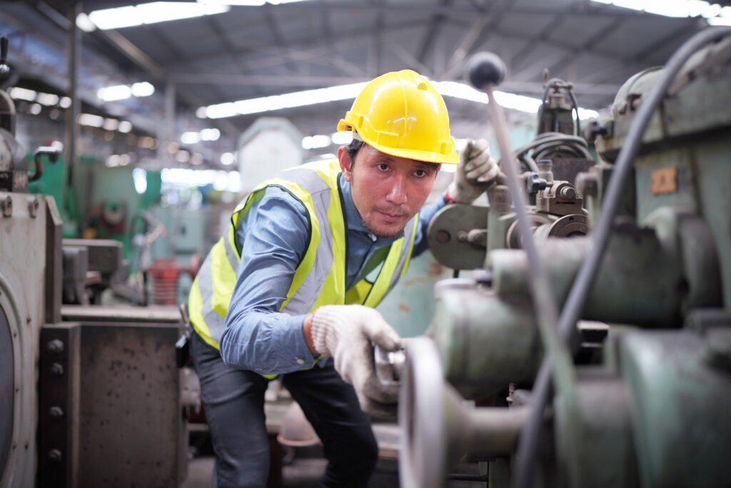 Portrait Of A Professional Heavy Industry Engineer Worker Wearing Uniform